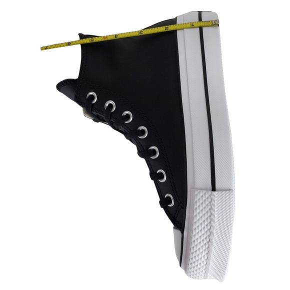 New Converse chuck taylor lift black leather lace up platform high top sneakers - Picture 11 of 16